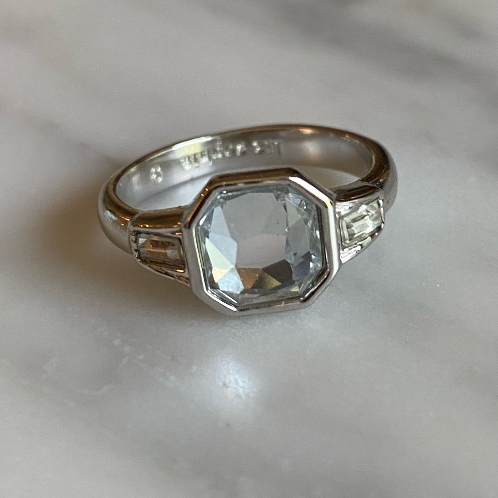Lia Sophia silver crystal ring size 9